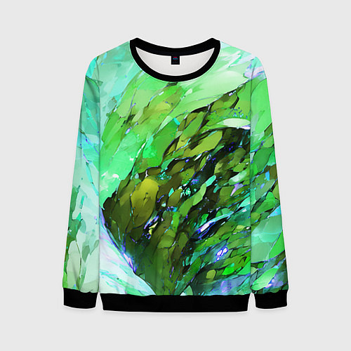 Мужской свитшот Зелёная абстракция / 3D-Черный – фото 1