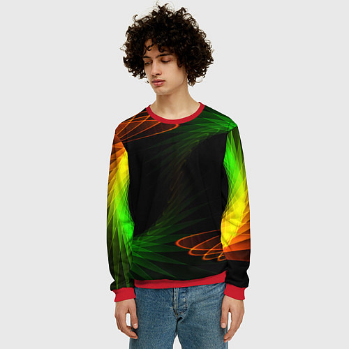 Мужской свитшот Оптический дым текстура / 3D-Красный – фото 3