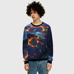 Свитшот мужской Неоновая змея киберплиты, цвет: 3D-черный — фото 2