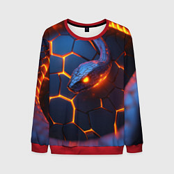 Свитшот мужской Змея на оранжевых разломленных плитах, цвет: 3D-красный