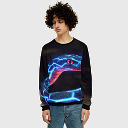 Свитшот мужской Змея из синего неона, цвет: 3D-черный — фото 2