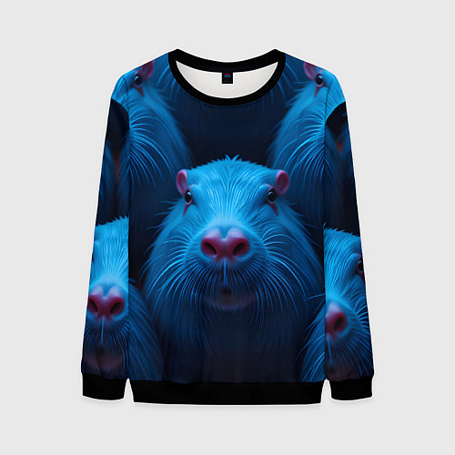 Мужской свитшот Синие капибары / 3D-Черный – фото 1
