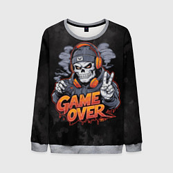 Свитшот мужской Скелет геймер с геймпадом, цвет: 3D-меланж