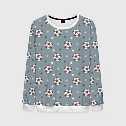 Свитшот мужской Футбольные мячи и звезды на голубом, цвет: 3D-белый