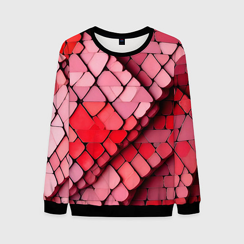 Мужской свитшот Красные рельефные плитки / 3D-Черный – фото 1