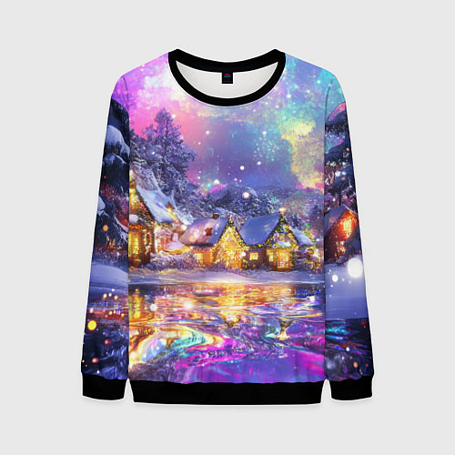 Мужской свитшот Настроение рождества / 3D-Черный – фото 1