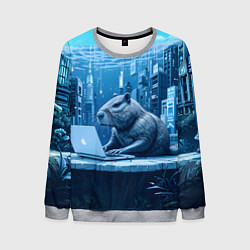 Мужской свитшот Капибара программист под водой