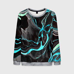 Свитшот мужской Голубые флюиды на чёрном фоне, цвет: 3D-меланж