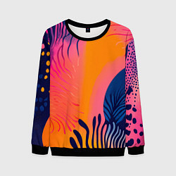 Свитшот мужской Векторная абстракция с растениями - нейросеть, цвет: 3D-черный