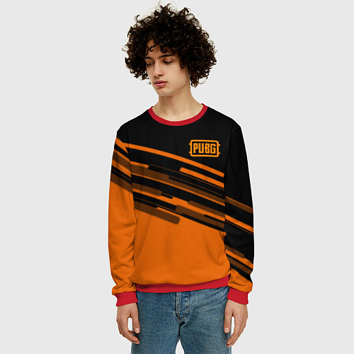 Мужской свитшот PUBG geometry line / 3D-Красный – фото 3