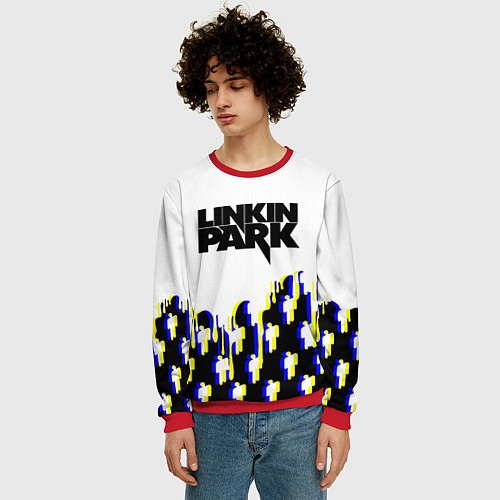 Мужской свитшот Linkin park human / 3D-Красный – фото 3