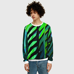 Свитшот мужской Чёрно-зелёная абстракция, цвет: 3D-белый — фото 2
