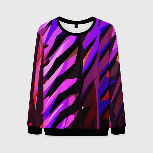 Мужской свитшот Фиолетово -чёрная абстракция / 3D-Черный – фото 1