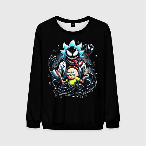 Мужской свитшот Morty and Rick - we are Venom / 3D-Черный – фото 1