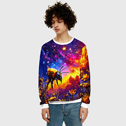 Свитшот мужской Пчелка в космосе, цвет: 3D-белый — фото 2