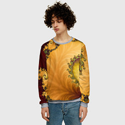 Свитшот мужской Фрактальный желтый узор, цвет: 3D-меланж — фото 2
