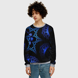 Свитшот мужской Синий фрактал текстура, цвет: 3D-меланж — фото 2