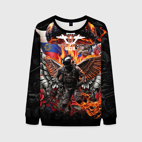 Мужской свитшот Десантник ВДВ с крыльями ангела / 3D-Черный – фото 1