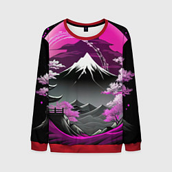 Свитшот мужской Япония природа в коллаже, цвет: 3D-красный