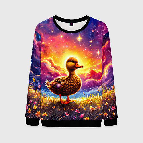 Мужской свитшот Космическая уточка / 3D-Черный – фото 1