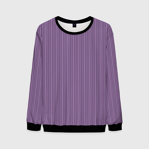 Мужской свитшот Серо-фиолетовый в тонкую полоску / 3D-Черный – фото 1