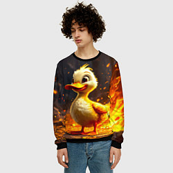Свитшот мужской Утенок в огне, цвет: 3D-черный — фото 2