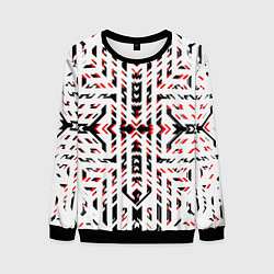Свитшот мужской Чёрно-красные диагональные полосы на белом фоне, цвет: 3D-черный