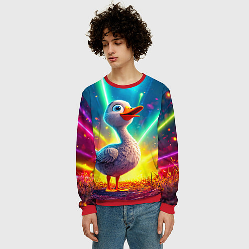 Мужской свитшот Веселая уточка / 3D-Красный – фото 3