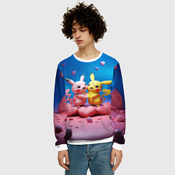 Свитшот мужской Влюбленные Пикачу, цвет: 3D-белый — фото 2