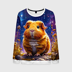 Свитшот мужской Морская свинка в космосе, цвет: 3D-белый