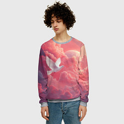 Свитшот мужской Белый голубь в небесах, цвет: 3D-меланж — фото 2