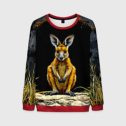 Свитшот мужской Кенгуру на черном, цвет: 3D-красный