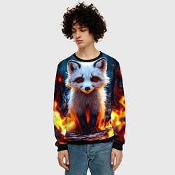 Свитшот мужской Песец в огне, цвет: 3D-черный — фото 2