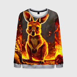 Свитшот мужской Кенгуру в огне, цвет: 3D-меланж