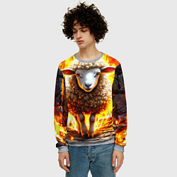 Свитшот мужской Овечка в огне, цвет: 3D-меланж — фото 2