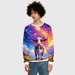 Свитшот мужской Коровка и звездное небо, цвет: 3D-белый — фото 2