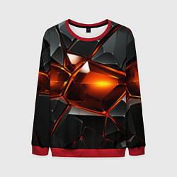 Свитшот мужской Красные стекла и черные камни - текстура, цвет: 3D-красный