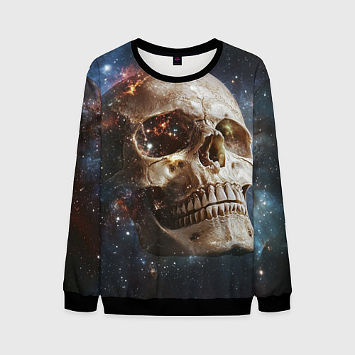 Мужской свитшот Череп - космос / 3D-Черный – фото 1