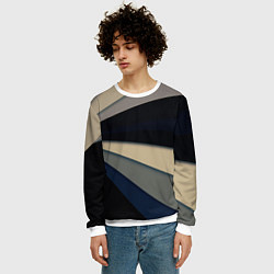 Свитшот мужской Фрактальные линии - темный, цвет: 3D-белый — фото 2