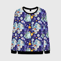 Свитшот мужской Крокусы и зяблик во льдах, цвет: 3D-черный