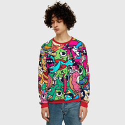 Свитшот мужской Color doodle monsters, цвет: 3D-красный — фото 2