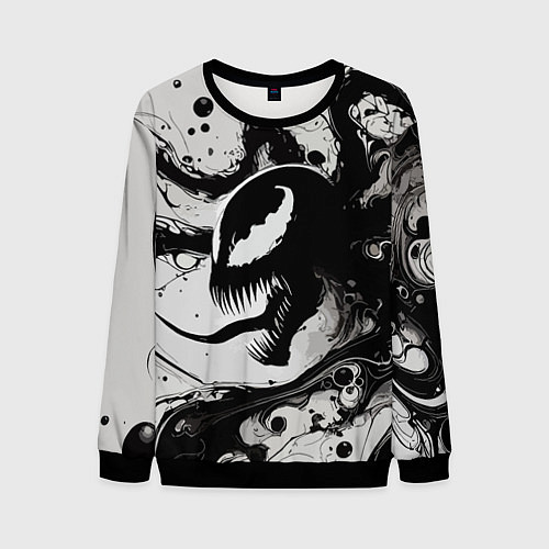 Мужской свитшот Морда свирепого симбиота - нейроарт / 3D-Черный – фото 1