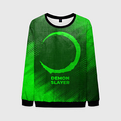 Свитшот мужской Demon Slayer - green gradient, цвет: 3D-черный