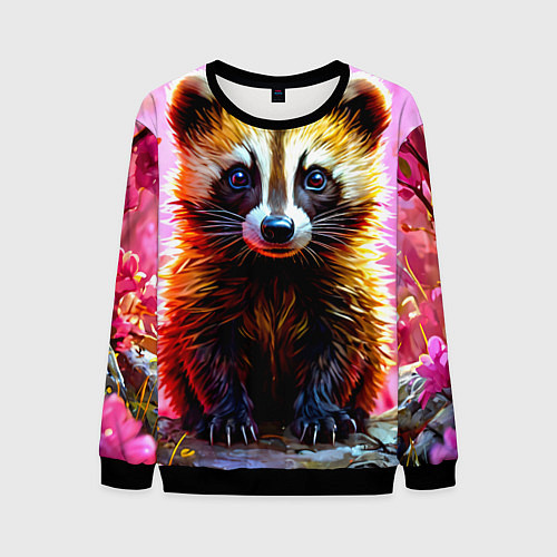Мужской свитшот Росомаха в розовом лесу / 3D-Черный – фото 1