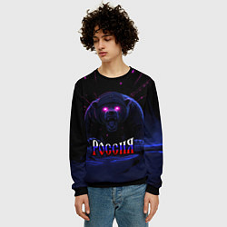 Свитшот мужской Россия агрессивный медведь, цвет: 3D-черный — фото 2