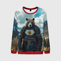 Свитшот мужской Воин русский медведь, цвет: 3D-красный