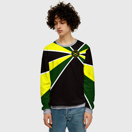 Мужской свитшот Мотострелковые войска: шеврон без текста / 3D-Меланж – фото 3