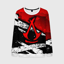 Свитшот мужской Assassins creed: shadows - красная абстракция, цвет: 3D-белый