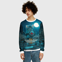 Свитшот мужской Kingdom Come Deliverance 2 котик рыцарь, цвет: 3D-белый — фото 2