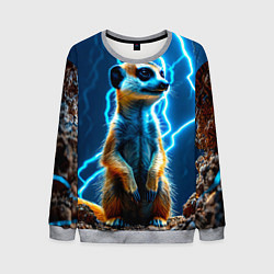 Мужской свитшот Сурикат в разрядах молний